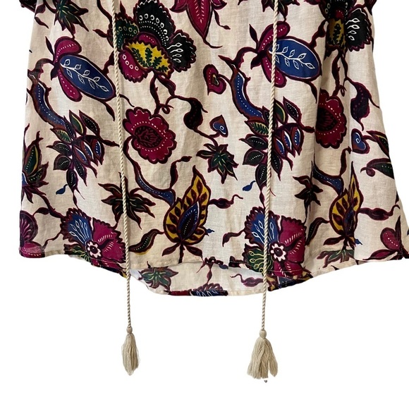 Love the Label New Ruffle Flutter Sleeve Floral Print V Neck Blouse Shirt S Boho - Picture 9 of 15